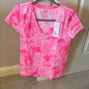 Lilly Pulitzer Pink Patterned Short Sleeve Tee